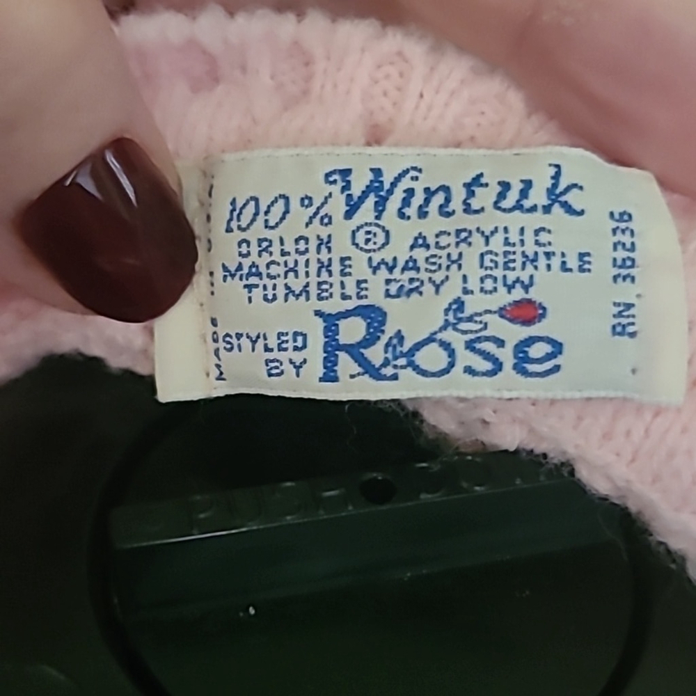 Wintuk "styled by Rose*. Vintage pink.Crochet knit cardigan made in USA. (#1244) - Picture 6 of 13